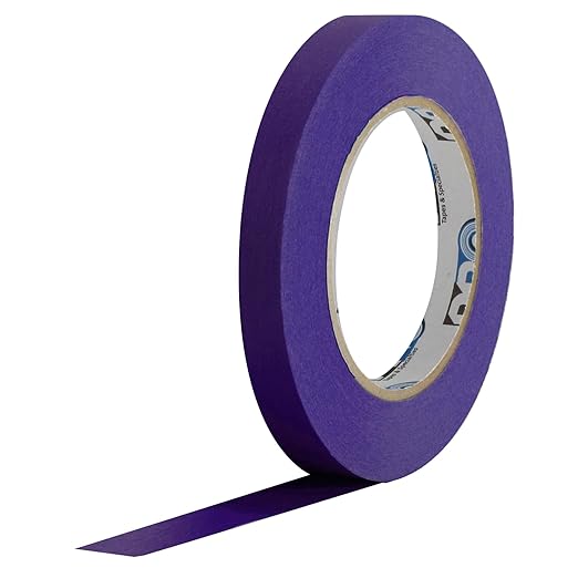 ProTapes Colored Crepe Paper Masking Tape, 60 yds Length x 1/2" Width, Purple (Pack of 72)