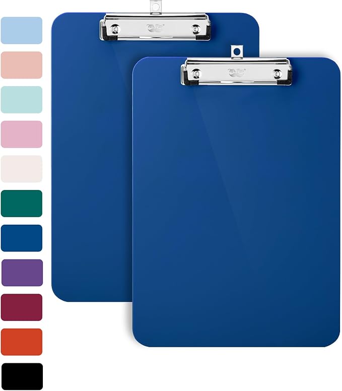 Mr. Pen- Plastic Clipboard, 12.5" x 9", 2 Pack, Clipboard Plastic, Low-Profile Metal Clip with Retractable Hanging Hole