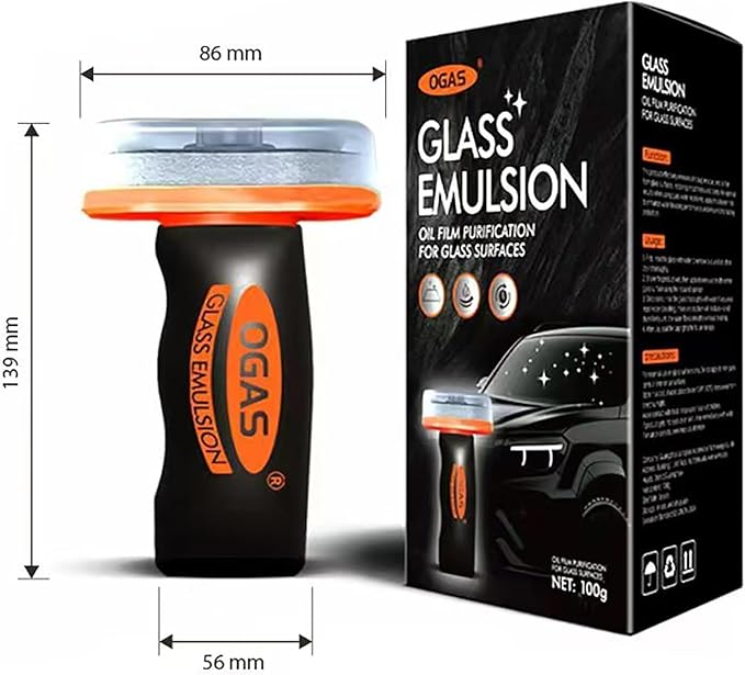 Kubot Glass Oil Film Remover for Car,Oil Film Remover for Car Windshields and Windows, Removes Oil Film & Smudges, Improve Windshield Clarity for Safe Driving