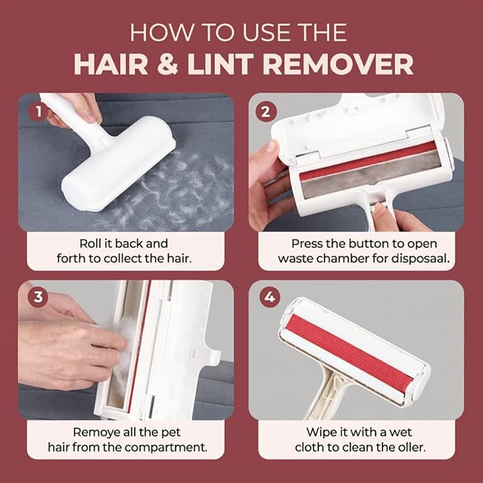 Portable Pet Hair & Lint Remover – Multi-Surface Reusable Lint Roller for Cats & Dogs, Works on Furniture, Carpets, Bedding & Clothes (Blue)