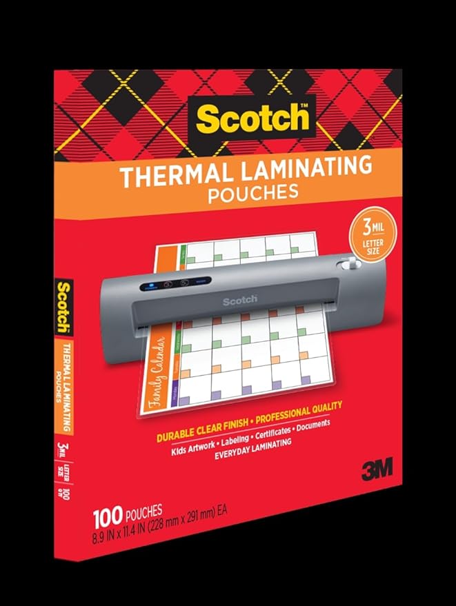 Scotch Thermal Pouches, Variety Pack, Letter Size, 4 in x 6 in Size, and Wallet Size Pouches