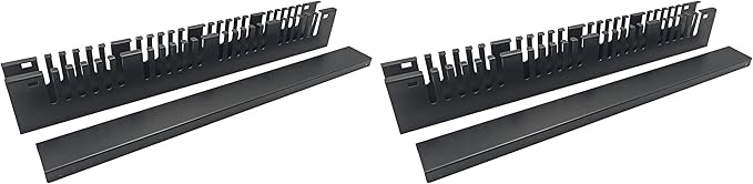 Monoprice 1U Metal Rackmount Cable Management Panel - 1.58 Feet - Black, Protects Cables, Promotes Good Airflow, Easy Grouping of Cables, Cable Organization (Pack of 2)
