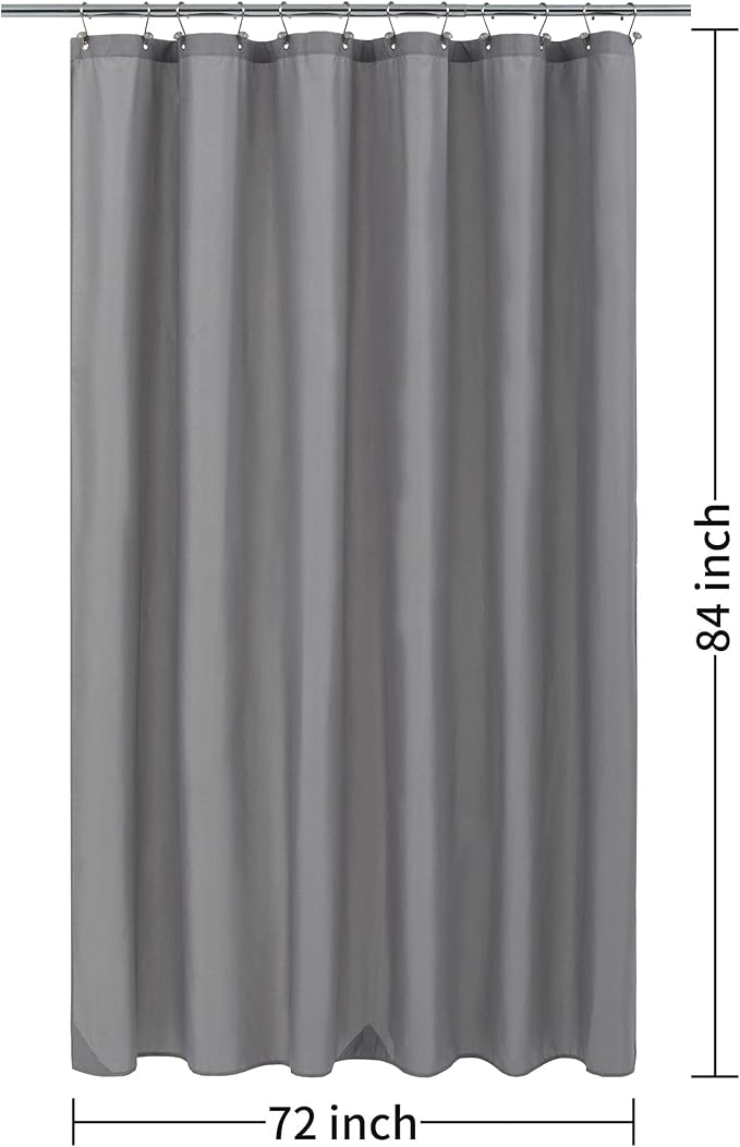 ALYVIA SPRING Extra Long Fabric Shower Curtain Liner Waterproof - 72" x 84", Soft & Lightweight XL Shower Curtain with 3 Magnets, Machine Washable - 72x84, Grey