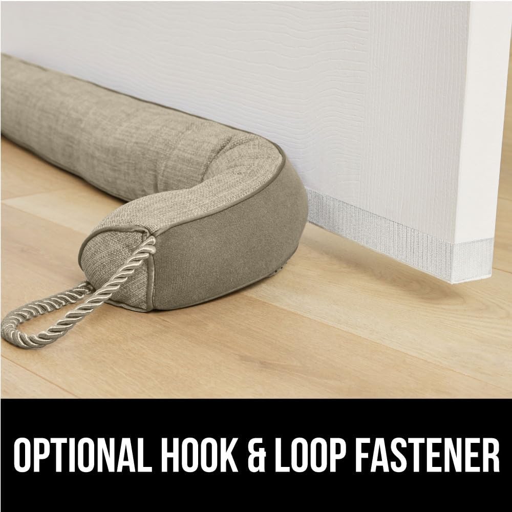 GORILLA GRIP Door Draft Stopper for Bottom of Doors, Weather Stripping Seal Blocks Hot Air, Noise, Bugs, Keeps Cold AC in, Sound Proofing Easy Install Gap Filler, Home Essentials, 34 Inch, Beige