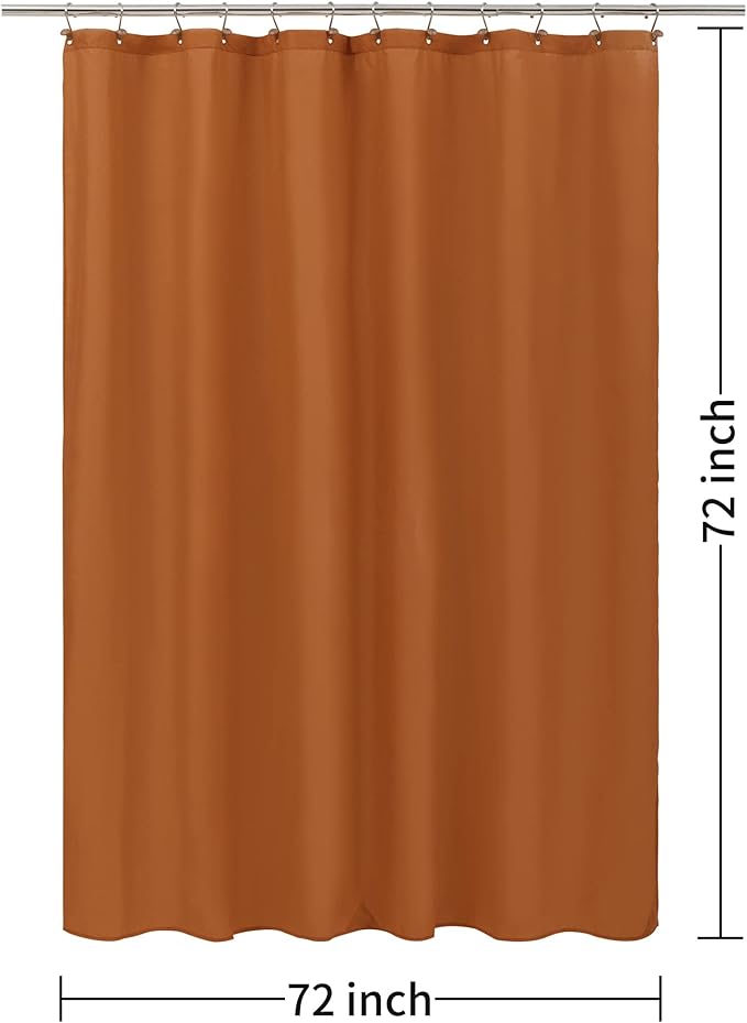 ALYVIA SPRING Burnt Orange Fabric Shower Curtain Liner Waterproof - Soft Hotel Quality Cloth Shower Liner with 3 Magnets, Light-Weight & Machine Washable - Standard Size 72x72, Burnt Orange