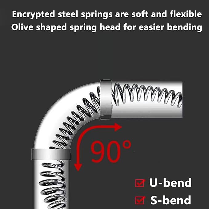 Drain Snake, Spring Drain Clog Remover with Electric Drill Connector, Durable Metal Hair Snake Tool Drain Opener for Sewer Kitchen Sink Bathroom Clogged Unblocker,1 Pcs 118.1 Inch 9.8 FT