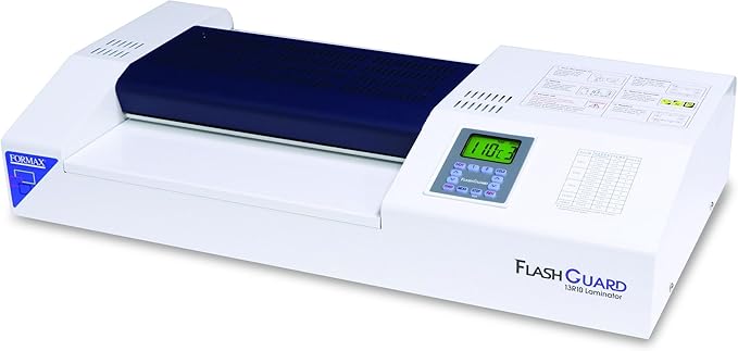 Formax 13R10 Laminator; 1500W; 110-120V, 50/60Hz; 15A; Heavy-Duty 6 Roller System; All-Metal Construction; Graphics-Based LCD Screen; 13" Infeed; Variable Temperature and Speed