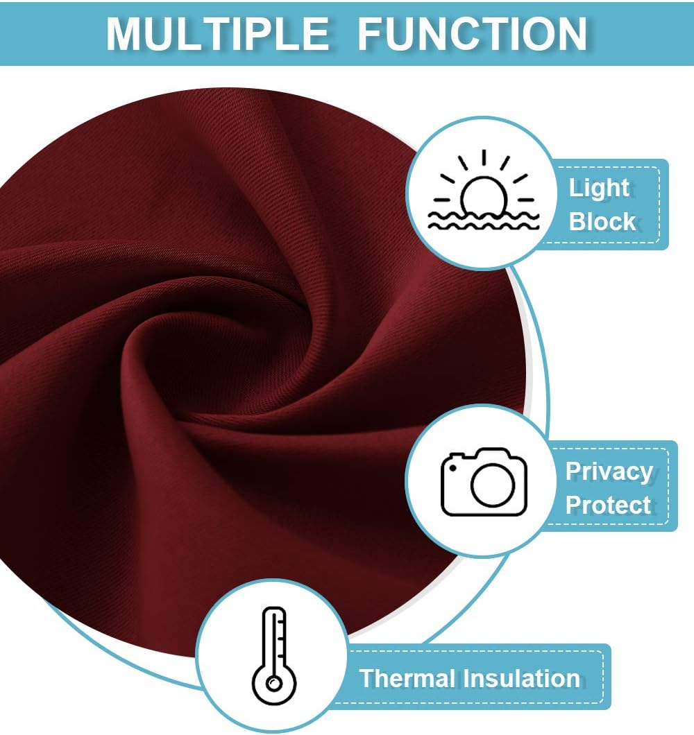 RYB HOME Red Curtains Blackout Window Covering Light Blocking UV Protection Draperies Window Treatments Shades for Babys' Room Nursery, 42 Wide by 72 Long, Burgundy Red, Set of 2