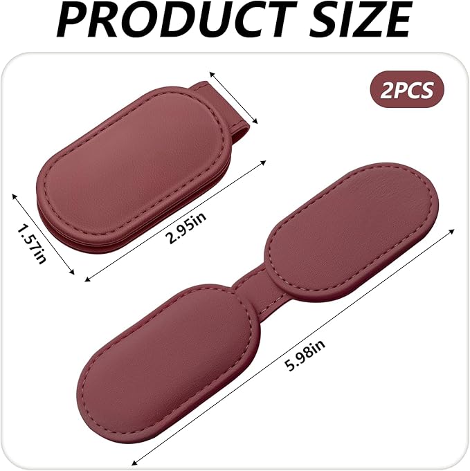 Clip Pads, Soft Small Leatheras Money, Strap and Memo(Red)