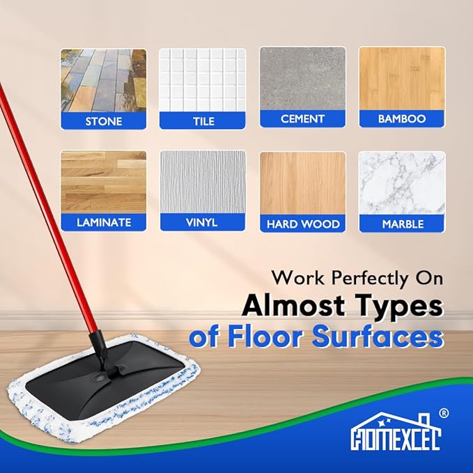 HOMEXCEL Reusable Microfiber Mop Pads Compatible with O-Cedar Hardwood Floor'N More Microfiber Mop-Mop Head Pads Refills for Wet and Dry Use-2 Pack