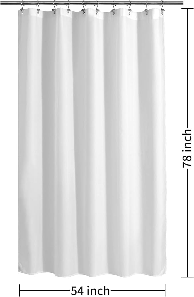 ALYVIA SPRING Stall Fabric Shower Curtain Liner Waterproof - 54" x 78", Soft & Lightweight Long Stall Size Shower Curtain with Magnets, Machine Washable - 54x78, White