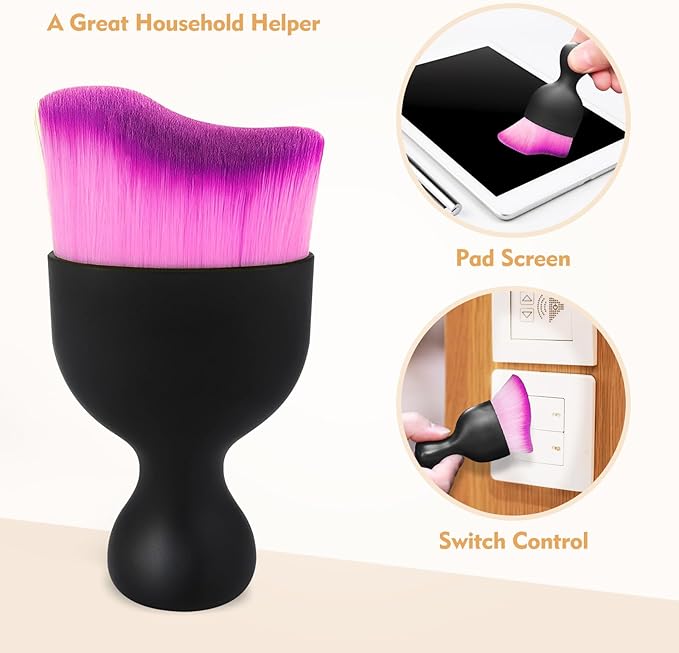 Car Interior Cleaning Brush with Ultra Soft Bristles, Car Duster Interior, Auto Detailing Brushes Dusting Car Accessories for Dashboard, AC Vents, Leather, Scratch-Free (Double Purple)