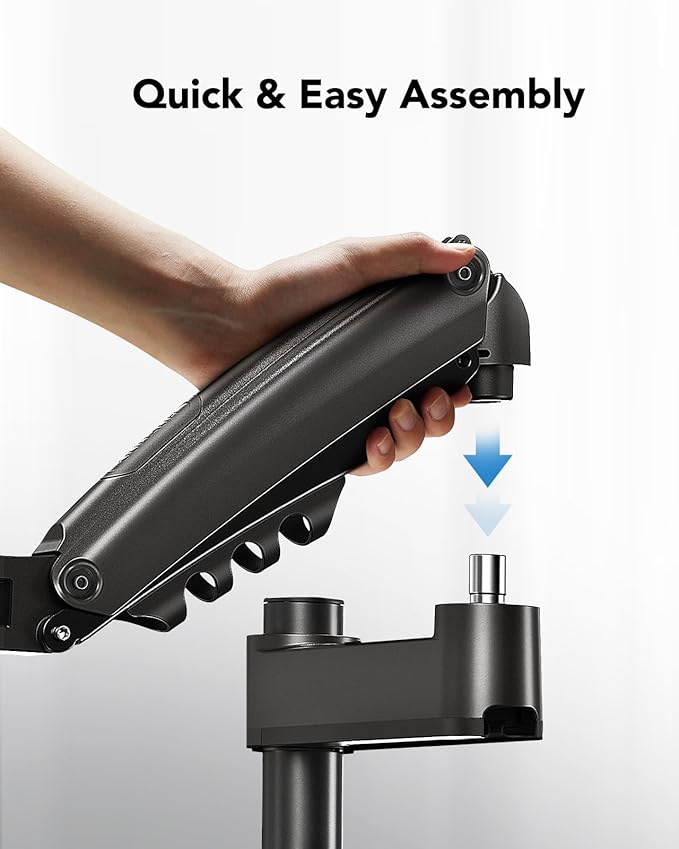 HUANUO Single Monitor Arm, Adjustable Desk Mount for 13-34 inch Screens, Holds 19.8lb, 22.44 inch Max Height, Full Motion Swivel Gaming Monitor Stand with VESA 75x75mm and 100x100mm Compatibility