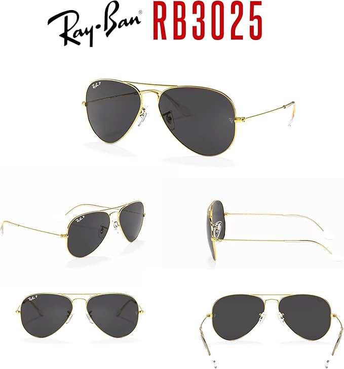 Ray-Ban RB3025 Metal POLARIZED Aviator Sunglasses For Men For Women +BUNDLE with ACCESSORY EYEWEAR KIT