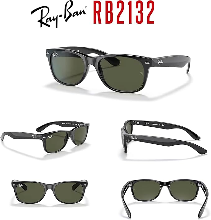 Ray-Ban RB2132 NEW WAYFARER 55MM Square Sunglasses For Men For Women +BUNDLE with ACCESSORY EYEWEAR KIT