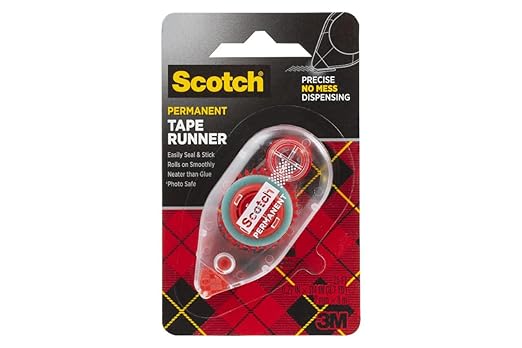 3M 6061 Scotch Double Sided Adhesive Roller Tape Runner, Permanent, Acid-Free, Photo-Safe Adhesive for Scrapbooking, Photo Mounting, and Crafts, 0.27 in x 26 ft per Roller, Pack of 6