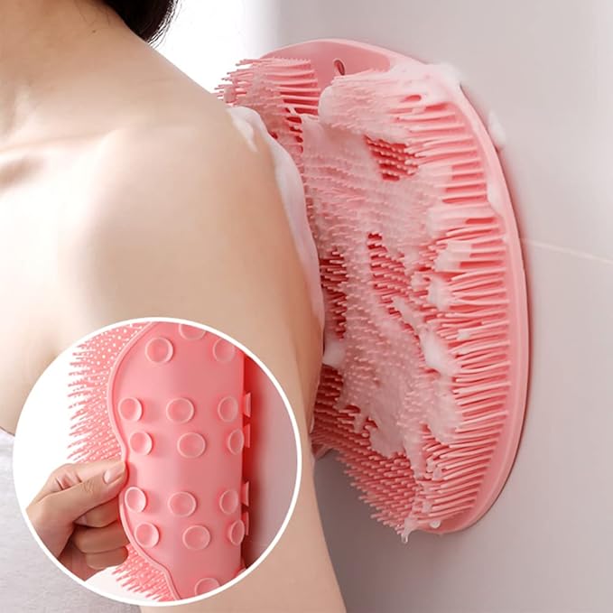 Silicone Shower Foot Scrubber Mat, Upgraded Wall Mounted Slip Suction Cups Foot Scrubber Cleaner, 2025 New Foot Back Cleaning Pad Back Washer Back Exfoliating Bath Wash Pad (Grey)