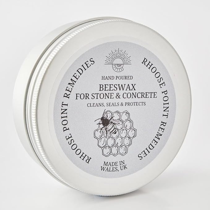 Rhoose Point Remedies Beeswax Polish for Stone & Concrete 3.5 Fl Oz – Cleans, Seals & Protects Natural & Man-Made Surfaces inc. Marble, Quartz, Granite, Slate, Ceramic