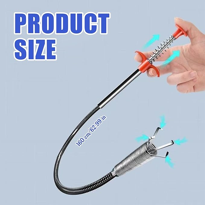 Drain Cleaner Tool, 63 Inch Flexible Drain Clog Remover Tool with 4 Claws, Sink Snake Hair Remover for Toilet Sewer Shower Kitchen Bathroom| Sink Snake