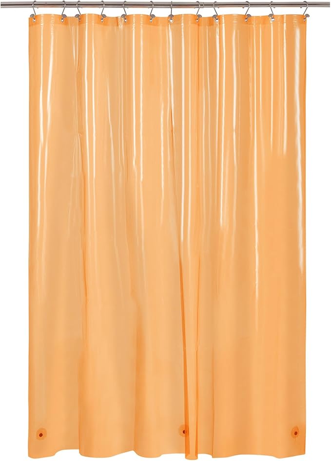 Barossa Design Extra Long Shower Curtain Liner with 3 Magnets - 72" x 84" XL, Waterproof PEVA Lightweight Shower Liner for Bathroom, PVC Free, Metal Grommets - Clear Orange, 72x84