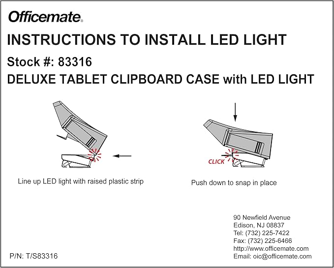 Officemate Deluxe Letter/A4 Size Tablet Clipboard Case with LED Light, Charcoal (83316)