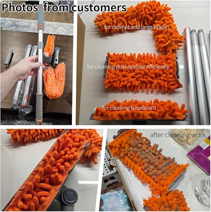 Ceiling Fan Cleaner Duster,72''/6 Ft Extended Pole Fan Blade Cleaner Ceiling Fan Duster,Reusable Cleaning Tool for High Ceiling Fan,Baseboard, Blind, Cobweb, Molding