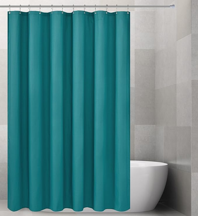 Barossa Design Soft Microfiber Fabric Shower Liner or Curtain, Hotel Quality, Machine Washable, Water Repellent, Turquoise, 70 x 72 inches