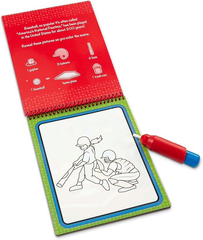 Melissa & Doug On The Go Water Wow! Reusable Water-Reveal Coloring Activity Pad – Sports