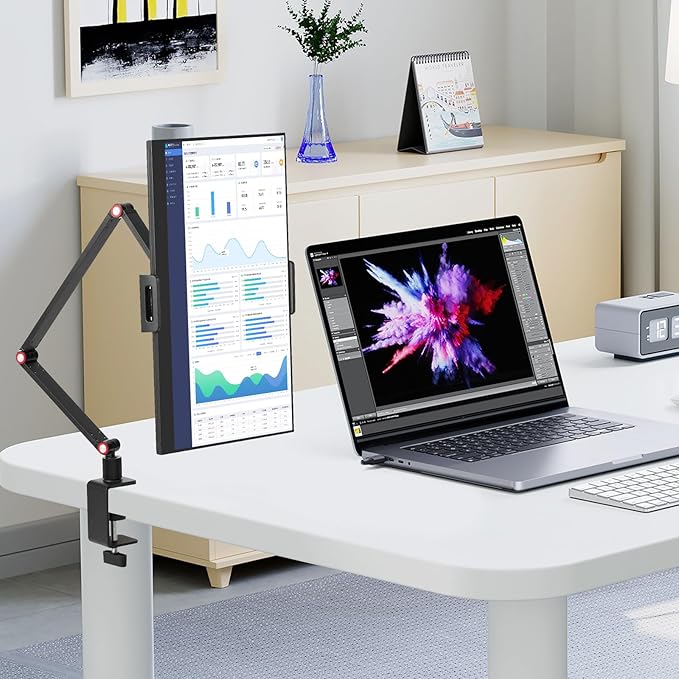 Tablet Stand Holder for ipad,Portable Monitor Stand Holder 15.6''Max,Desk Mount with 360°Rotate Base,Fits for 4.7-12.9" Max Phone,Kindle,Fire HD,Nintendo Switch