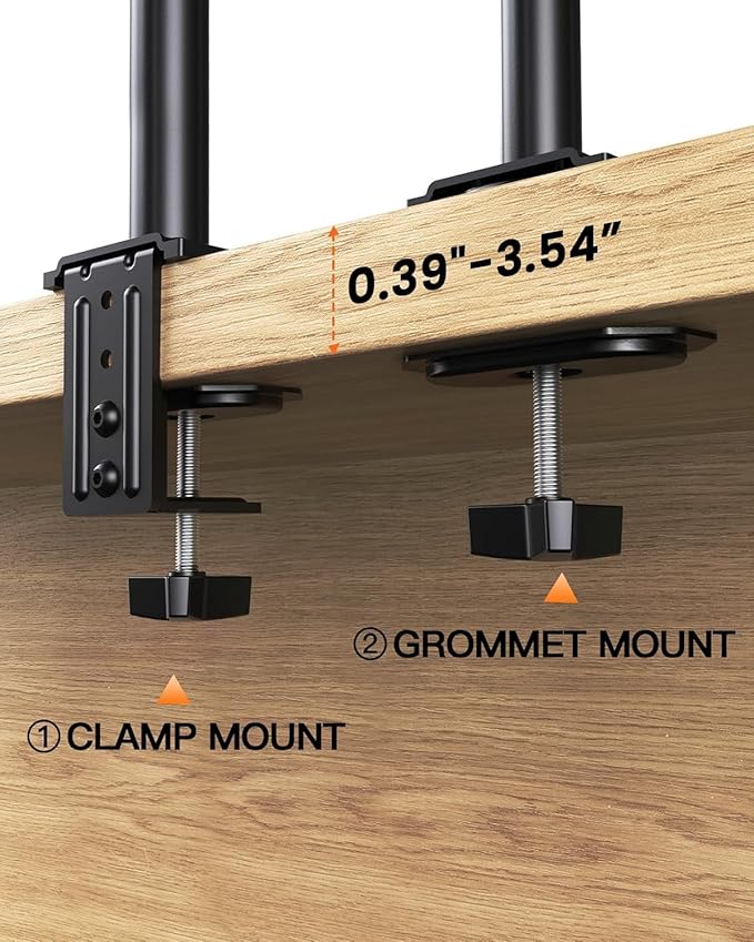 Ergear Monitor Mount for Most 13-32" Computer Screens up to 17.6lbs, Improved LCD LED Monitor Riser, Adjustable Height and Angle, Single Gaming Desk Mount Stand, Black, EGCM12