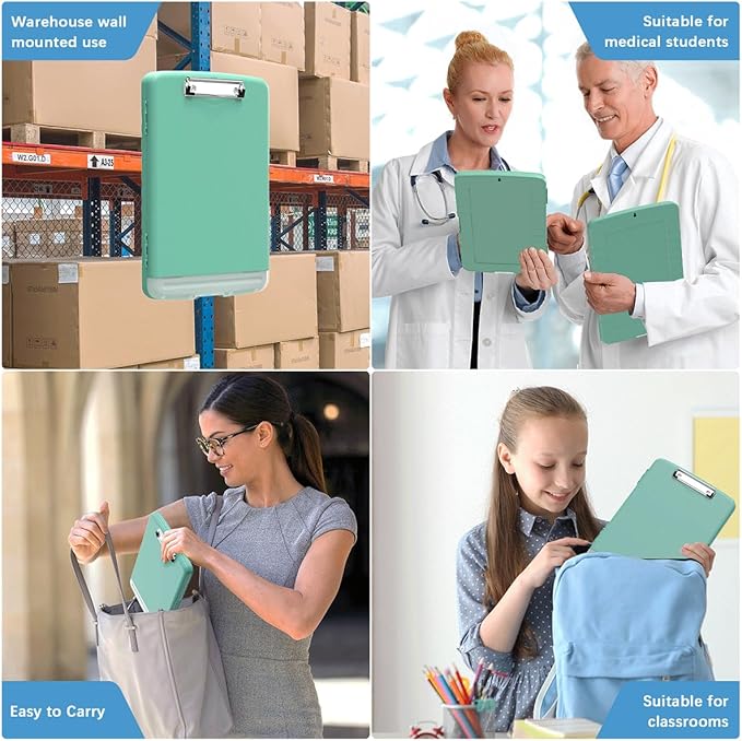 Hongri Clipboard with Storage with Pen Holder, Folder Nursing Clip Board 8.5 x 11 Foilo-Side Opening, High Capacity, Light Weight for Teachers, Classroom. Size 14 x 9.6 x 1.2 in(Green)