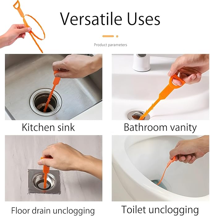 Drain Clog Remover (5pcs)&Drain Auger 16 FT (1pcs)&Drain Snake Hair Remover (1pcs),Toilet Plumbing Snake Set for Toilet Sewer Shower Kitchen Bathroom Tub Clogged Drains Opener Cleaning Tool
