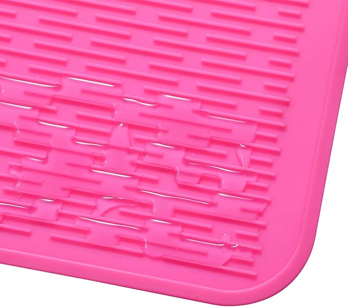 Silicone Dish Drying Mat for Multiple Usage,Easy clean,Eco-friendly,Heat-resistant Silicone Mat for Kitchen Counter or Sink,Refrigerator or Drawer Liner Rose 3XL 28 inches x 18 inches