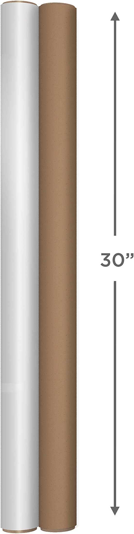 Hallmark Bulk Kraft Wrapping Paper with Cut Lines (2 Rolls: 160 sq. ft. ttl) White and Brown for Christmas, Hanukkah, Baby Showers, Weddings, Birthdays, Valentines Day, Arts & Crafts, Banners
