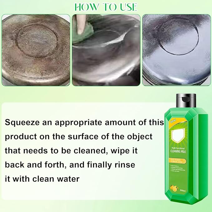 Cleaning Milk House Cleaner, Powerful Multifunctional Concentrated Cleansing Lotion, Multi Functional Effective Cleaning Milk for Household Kitchen to Heavy Oil Stains - 10.6 Fl oz