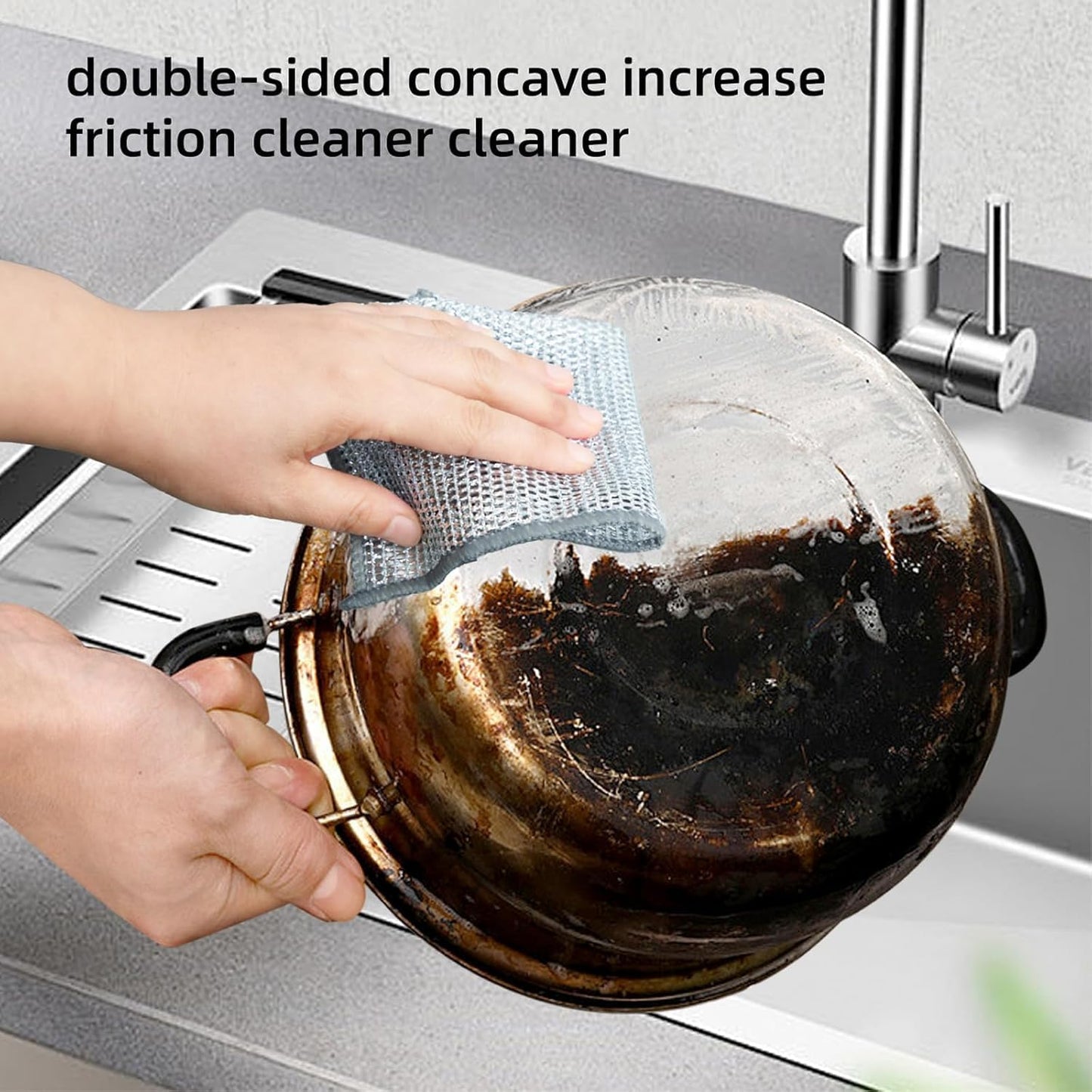 Multipurpose Wire Miracle Cleaning Cloths, Magnifying Wire Dishwashing Rags for Wet and Dry Mesh Microfiber Cleaning Cloth for Metal, Kitchen, Dishes