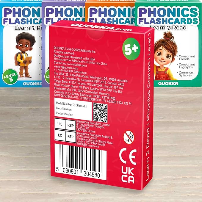 QUOKKA English Alphabet CVC Flash Cards – Learn to Read Set for Kids Ages 3-5 and 4-8 – Phonics Cards for Toddlers 2-4 Years and Kindergarten – Reading Tools for Early Literacy & Phonemic Awareness
