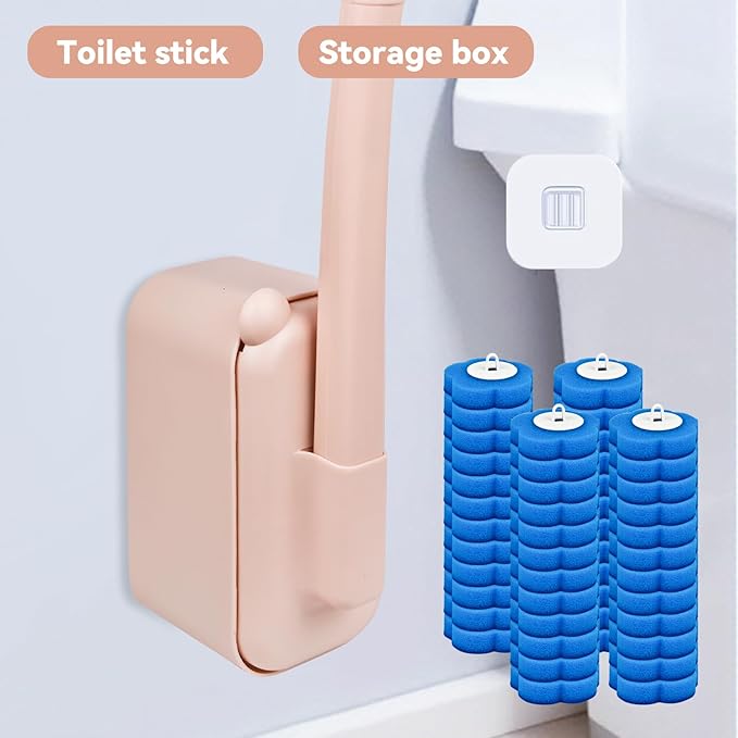 Disposable Toilet Brush Toilet Bowl Cleaner,Toilet Cleaning Supplies,Toilet Bowl Brush,Toilet Cleaner Brush,Toilet Brush with Holder,48 Refills for Cleaning and Hygienic Bathroom Maintenance (Pink)