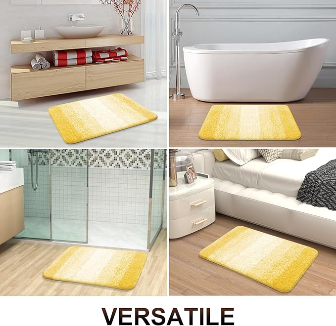 OLANLY Bathroom Runner Rugs 59x24, Extra Soft Absorbent Microfiber Bath Rugs, Rubber Backing, Quick Dry, Machine Washable Bath Mats for Bathroom Floor, Tub and Shower, Home Decor Accessories, Yellow