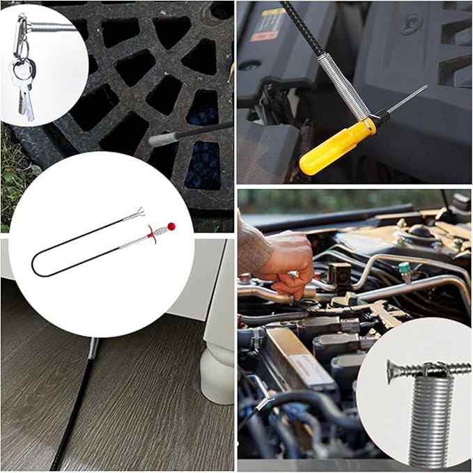 Drain Snake Hair Drain Clog Remover,76 Inch Flexible Grabber Claw Pick Up Reacher Tool- Gutter Cleaning Tools for Home Sink, Bathroom Tub,Drain, Toilet, Tight Spaces