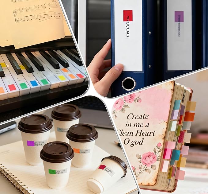 Sticky Tabs, 1000Pcs Transparent Pop Up Writable Colored Book Index Tab, Colorful Repositionable Page Markers Book Tabs for Books and Classify Files, Reading Notes, Teacher Supplies