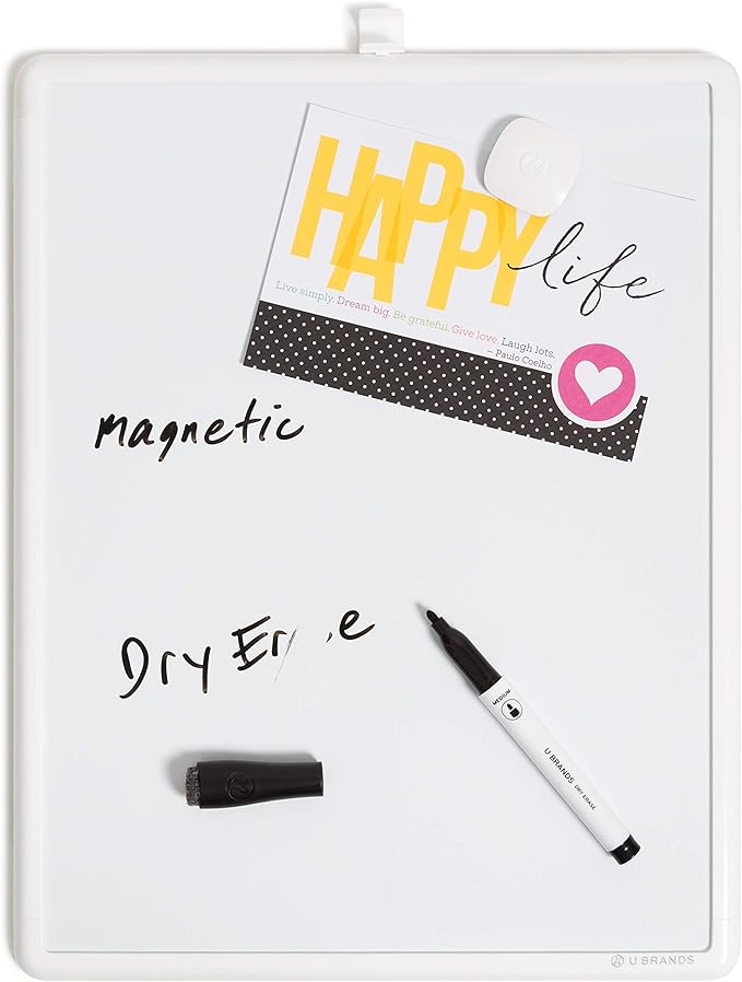 U Brands Contempo Magnetic Dry Erase Board White Board Bundle, 11" x 14", White Modern Frame, Includes 4 Boards, 4 Markers and 4 Magnets