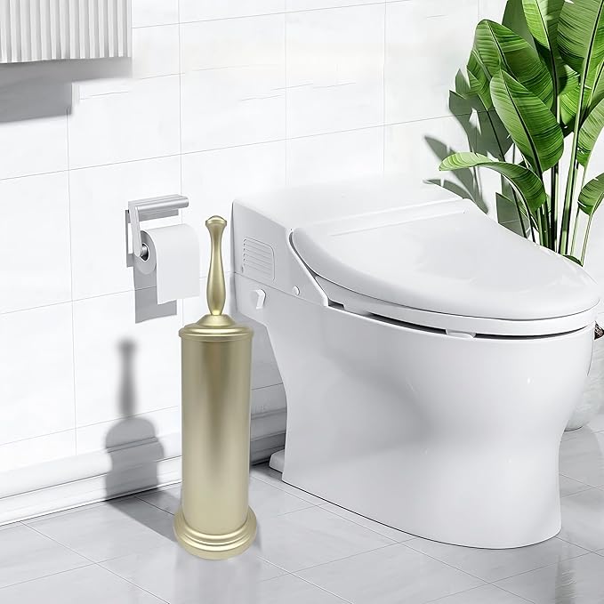 Satin Matte Soft Gold Toilet Bowl Brush with Holder, Durable Bathroom Cleaning Tool, Modern Design for Easy Toilet Maintenance, Bathroom Cleaner Brush for Efficient Cleaning and Hygiene