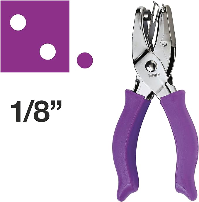Fiskars 23517097J Circle Hand Punch, 1/8 Inch, Purple , Pink