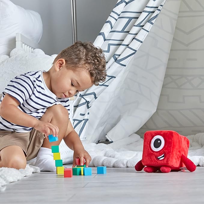 hand2mind Numberblocks One Plush, Plush Figure Toys, Numbers for Toddlers, Preschool Math Learning Toy, Stuffed Animal, Small Plushies, Soft Blocks, Counting Cubes, Stuffies for Kids, Birthday Gifts