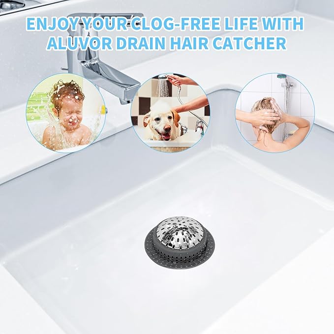 Shower Drain Hair Catcher, Shower Drain Cover, Bathtub Drain Hair Catcher for Pop-Up & Regular Drains