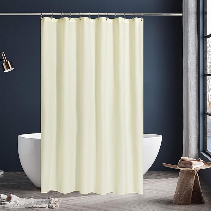 N&Y HOME Fabric Shower Curtain or Liner Extra Long 72 x 84 Inches - Hotel Quality, Machine Washable, Water Repellent - Sand, 72x84