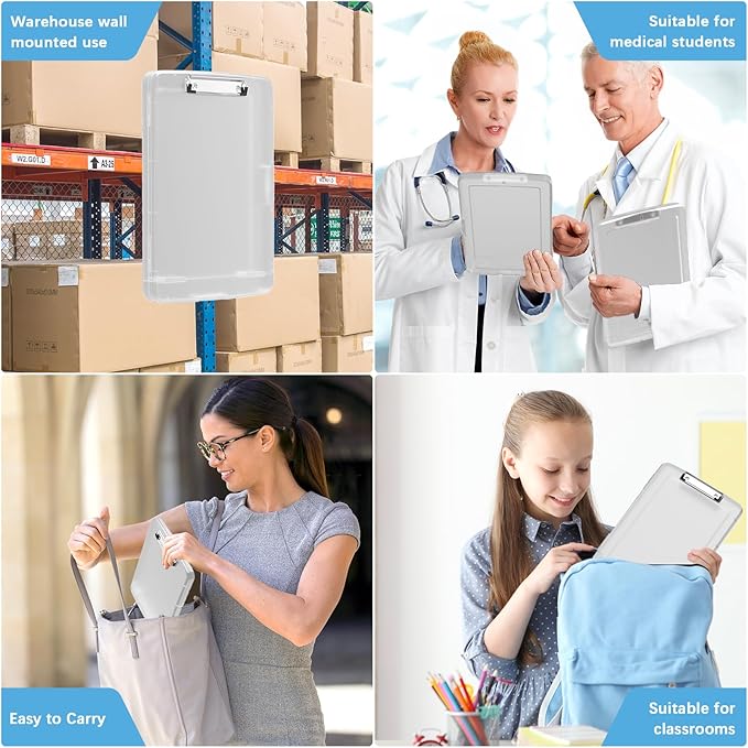 Hongri Clipboard with Storage with Pen Holder, Folder Nursing Clip Board 8.5 x 11 Foilo-Side Opening, High Capacity, Light Weight for Teachers, Classroom. Size 14 x 9.6 x 1.2 in(Clear)