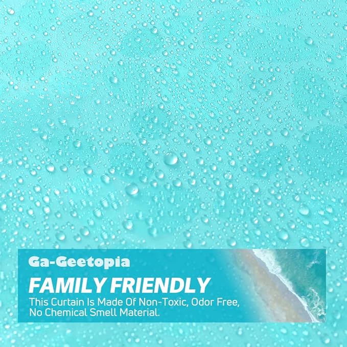 Ga-Geetopia EVA Teal Thin Shower Curtain Liner, Pebble Pattern 72x72 Inch Lightweight Plastic Bathroom Shower Showroom Inner Curtain with Rustproof Metal Grommets and Weighted Magnets(NO Hooks)