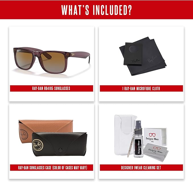 Ray-Ban RB4165 JUSTIN Sunglasses For Men For Women+BUNDLE with ACCESSORY EYEWEAR KIT
